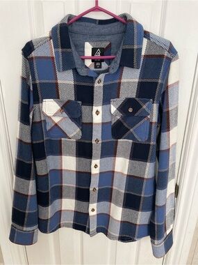 Ripzone Plaid Cotton Shirt in Blue & White Size Small